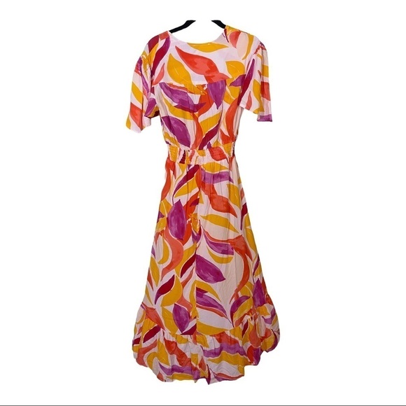 NWT ABEL THE LABEL Anthro Swish Multicolor Flutter Sleeve Maxi Dress XS Blogger - Picture 4 of 7